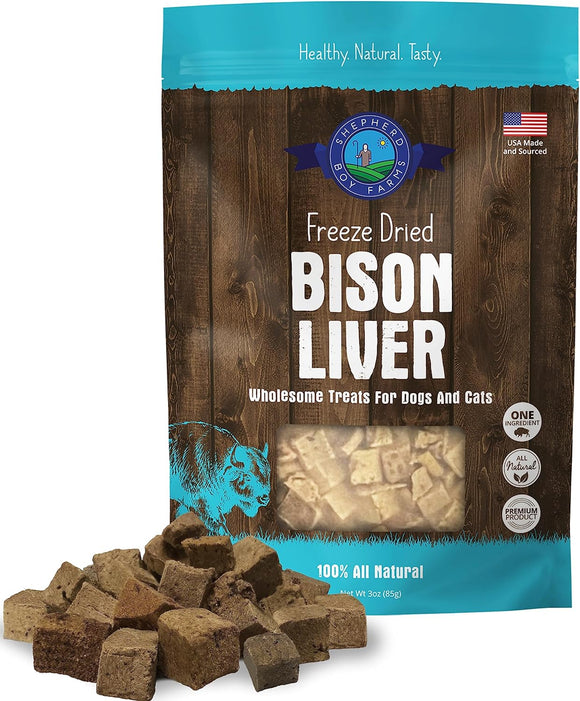 Shepherd Boy Farms Freeze-Dried Bison Liver For Dogs and Cats Treats (3 oz (Small))