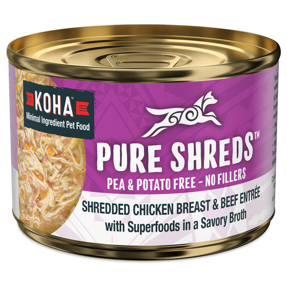 Koha Pure Shreds Shredded Chicken Breast & Beef Entrée for Dogs (12.5 oz)