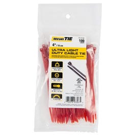 Ultra Light Duty Cable Tie, Red, 4-In., 100-Pk.