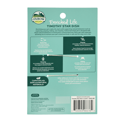 Oxbow Animal Health Enriched Life – Timothy Star Dish