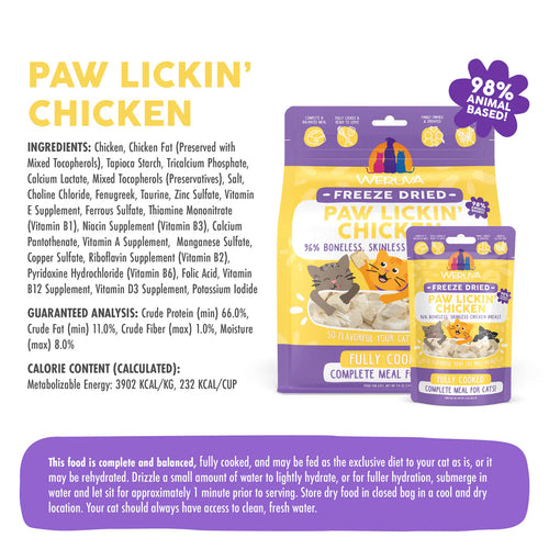 Weruva Cat Freeze Dried  Paw Lickin' Chicken with 96% Boneless, Skinless Chicken Breast