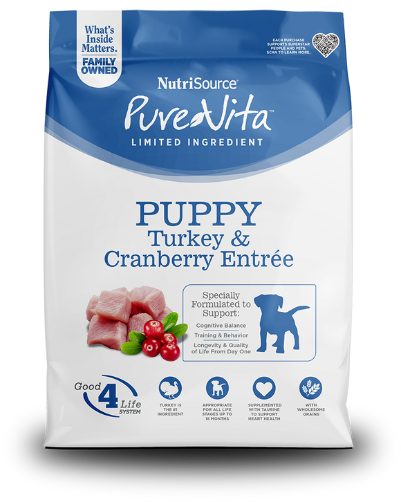 NutriSource® Pure Vita™ Puppy Turkey & Cranberry Entrée  Limited Ingredient Dog Food