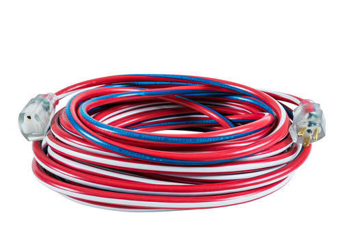 Southwire 12/3 SJTW 100' Red/White/Blue Outdoor Extension Cord With Power Light Indicator, USA 250th Anniversary Edition