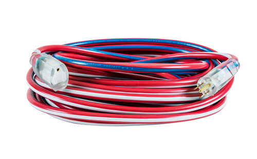Southwire 12/3 SJTW 100' Red/White/Blue Outdoor Extension Cord With Power Light Indicator, USA 250th Anniversary Edition