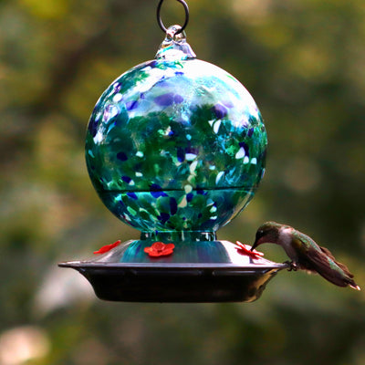 Nature's Way EcoCycle™ Garden Globe Handblown Recycled Glass Hummingbird Feeder