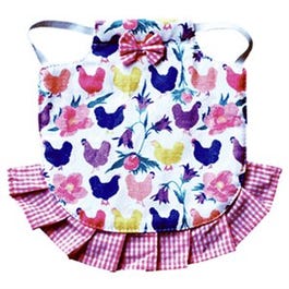 Hen Saddle Apron Jacket, Pink Chickens & Floral