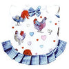 Hen Saddle Apron Jacket, Blue Chickens & Hearts Pattern