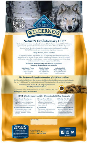 Blue Buffalo Wilderness Grain Free Healthy Weight Natural Chicken Recipe Adult Dry Dog Food