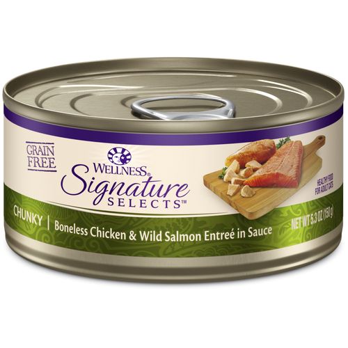 Wellness Signature Selects Grain Free Natural White Meat Chicken and Wild Salmon Entree in Sauce Wet Canned Cat Food