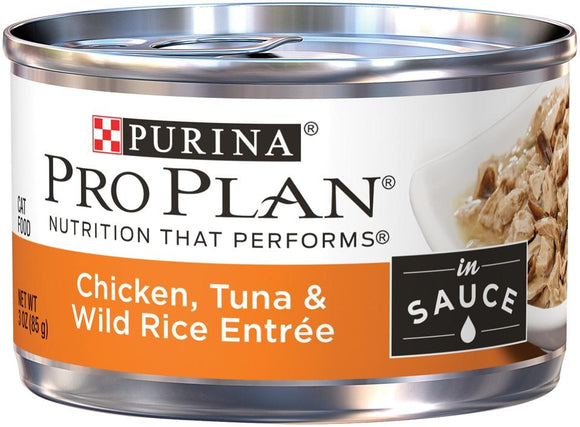 Purina Pro Plan Savor Adult Chicken, Tuna & Wild Rice in Sauce Entree Canned Cat Food