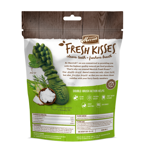 Merrick Fresh Kisses Grain Free Coconut Oil and Botanicals Medium Dental Dog Treats