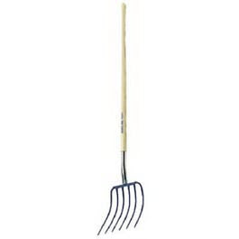 10-In. Forged Steel Manure Fork, 54-In. Handle, 6 Tines