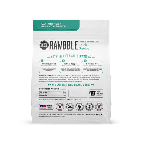 RAWBBLE® FREEZE DRIED DOG FOOD - DUCK RECIPE