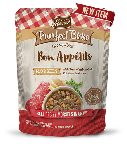 Merrick Purrfect Bistro Bon Appétits Beef Recipe Morsels in Gravy Cat Food