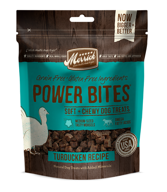 Merrick Power Bites Grain Free Turducken Recipe Dog Treats