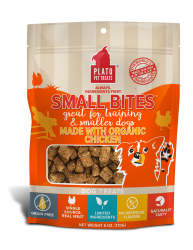 Platos Pet Treats Small Bites Made With Organic Chicken Meaty Morsel Dog Treats