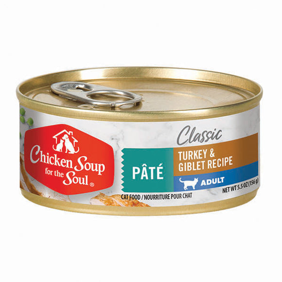Chicken Soup for the Soul Classic Adult Cat Wet Food - Turkey & Giblet Recipe Pâté (5.5 oz.)