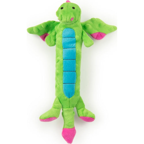 GODOG DRAGONS SKINNY DURABLE PLUSH SQUEAK DOG TOY