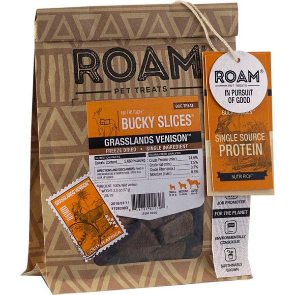 Roam Bucky Slices Grasslands Venison Freeze Dried